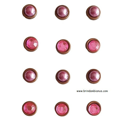 Lot de 12 mini magnets perles et diamants roses