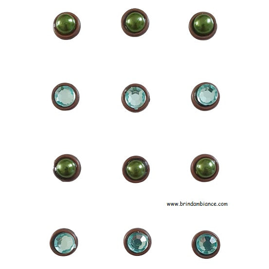 Lot de 12 mini magnets perles et diamants verts