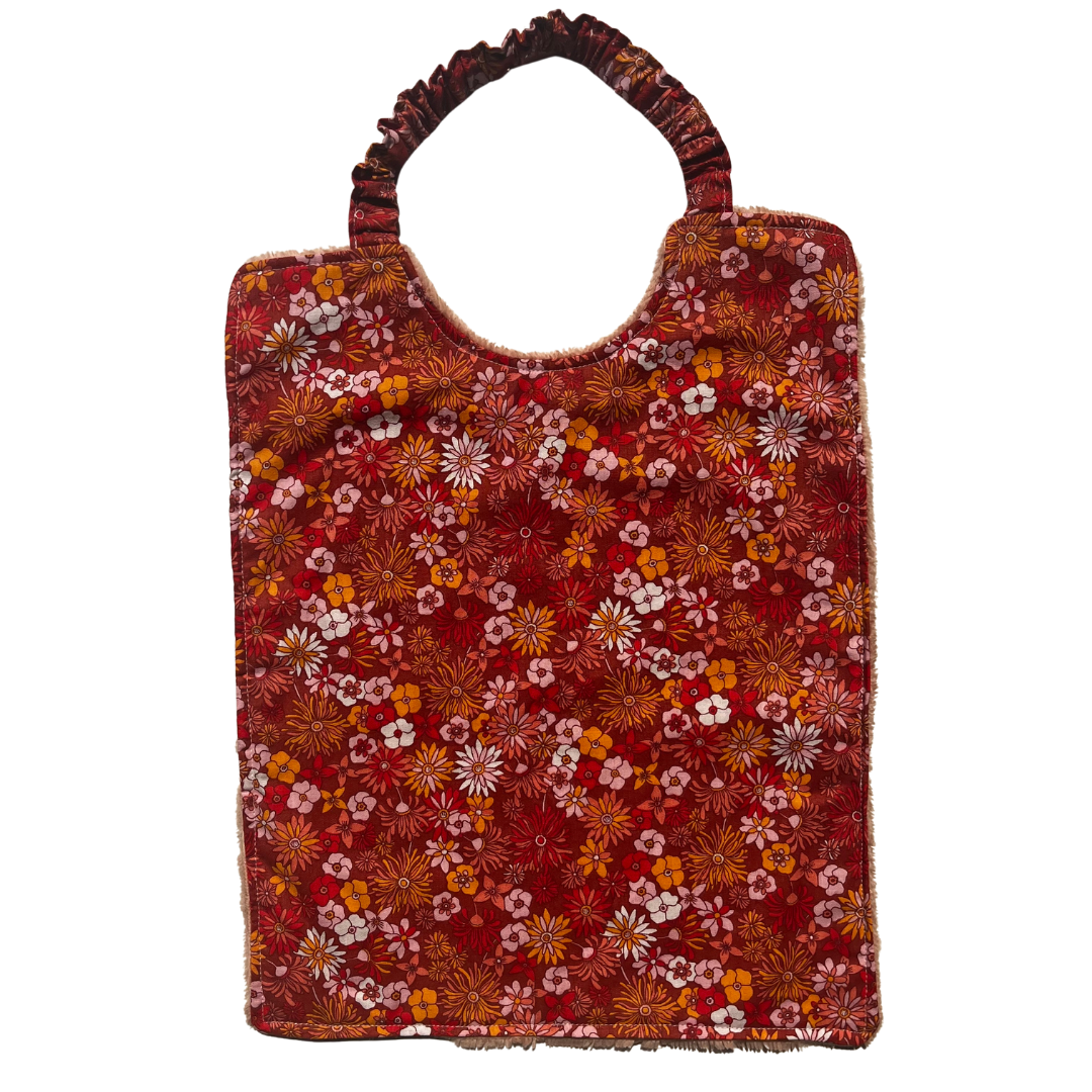 Serviette élastique - fleurs roses et orangées