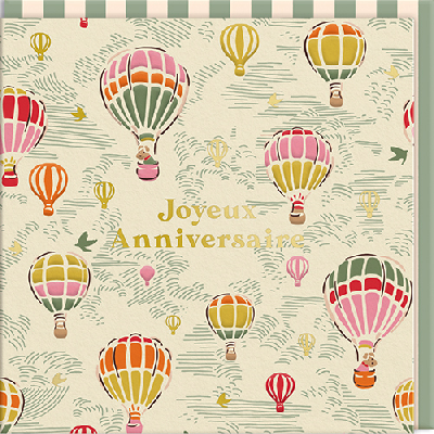 Carte double Montgolfières "Joyeux anniversaire"