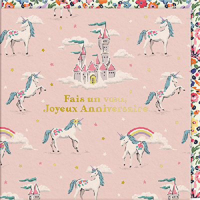 Carte double Licornes "Joyeux anniversaire"