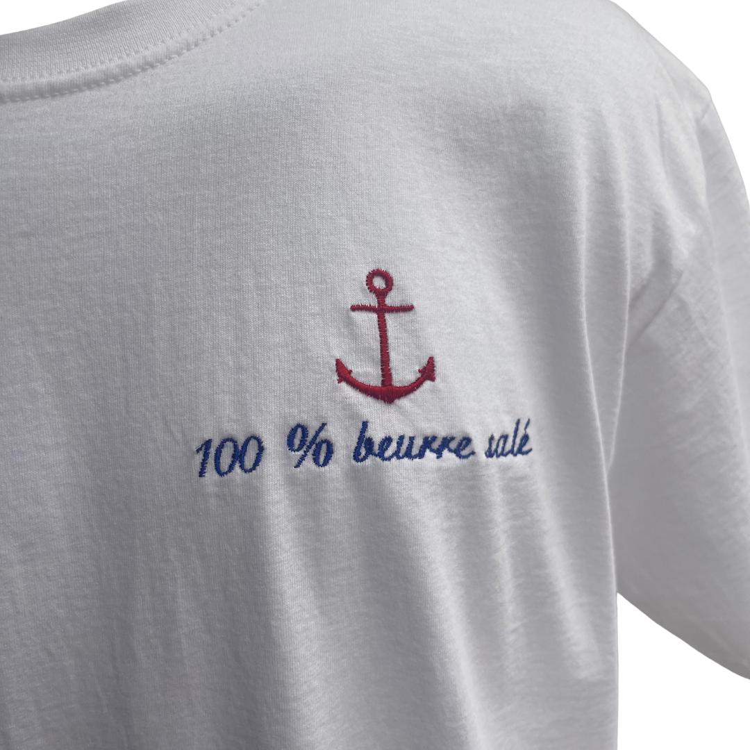 TEE-SHIRT BLANC BRODÉ - 100% BEURRE SALÉ