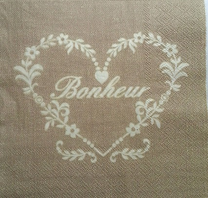 Serviette papier décor Bonheur dans coeur
