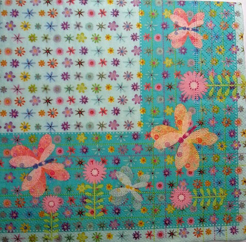 Serviette papier décor Fleurs et papillons