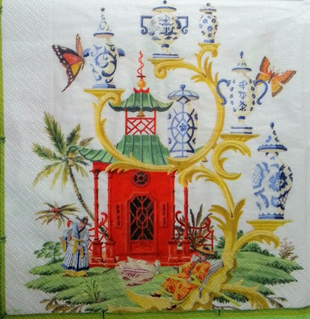 Serviette papier décor Pagodes