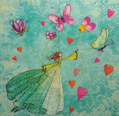 Serviette papier décor Fée et papillons