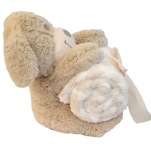 Peluche chien et son plaid