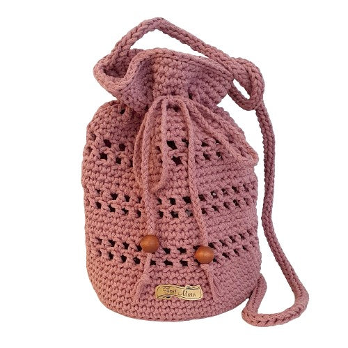 Sac bourse au crochet vieux rose - Fait-main