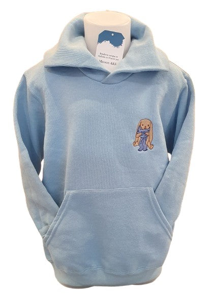 HOODIE ENFANT BLEU CIEL - LAPIN