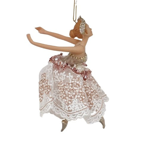 Danseuse à suspendre robe en tulle doré bras dos