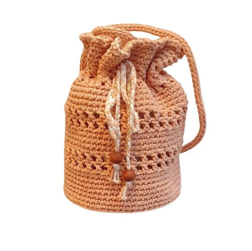 Sac bourse au crochet rose saumon - Fait-main