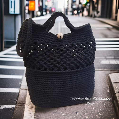 Sac à main noir au crochet - Fait-main