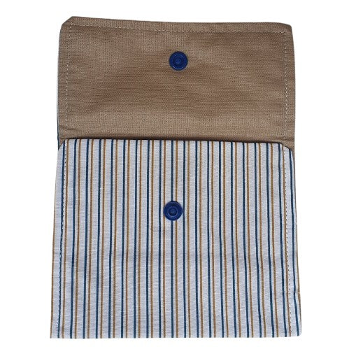 Pochette à savon solide - Rayé bleu et blanc