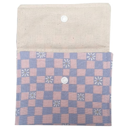 Pochette à savon solide - Damier rose et mauve