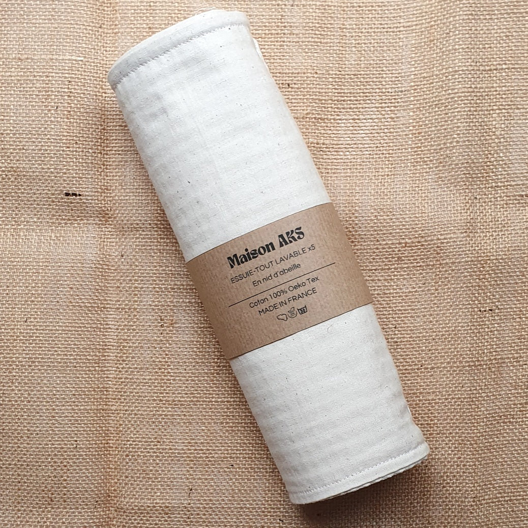 Essuie-tout lavable - 5 feuilles - Natural