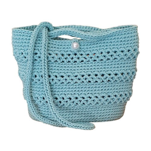 Petit sac au crochet bleu clair