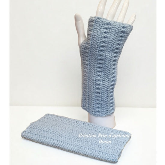 Mitaines bleues "azur" au crochet