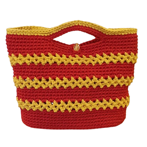 Petit sac au crochet rouge et jaune