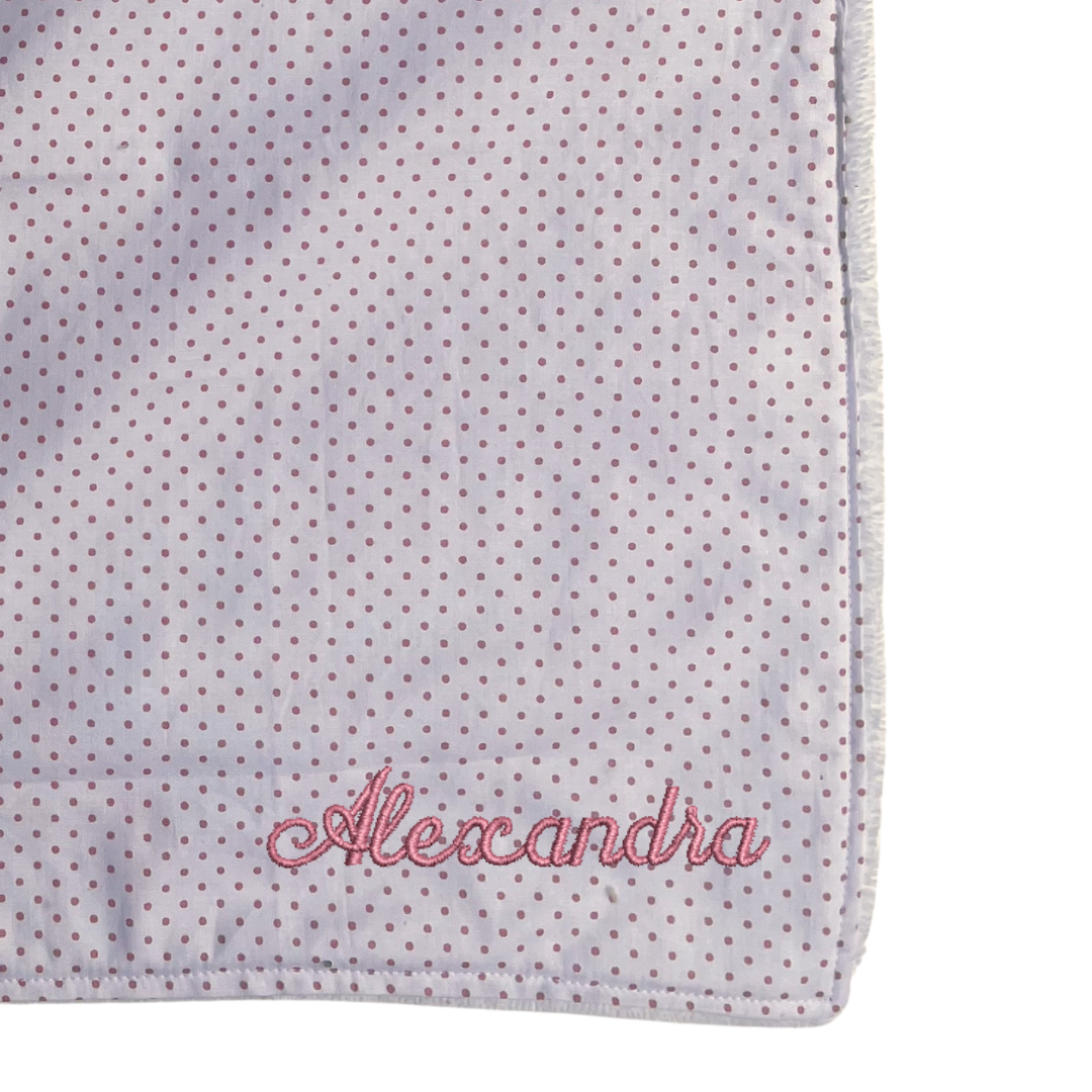 Serviette élastique - blanc à pois roses
