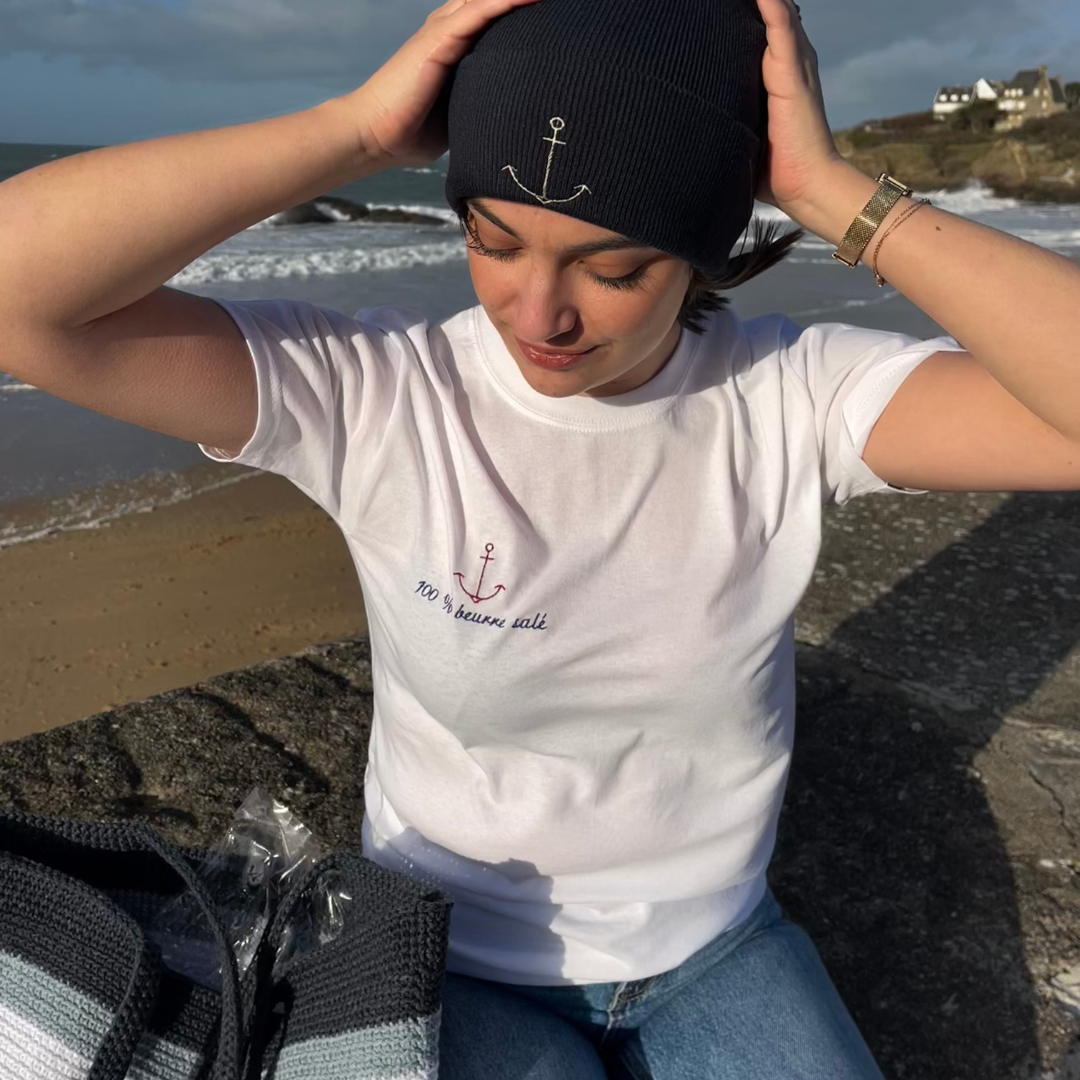 TEE-SHIRT BLANC BRODÉ - 100% BEURRE SALÉ