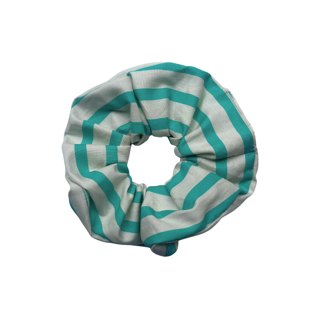 Chouchou - rayures turquoise et blanc cassé