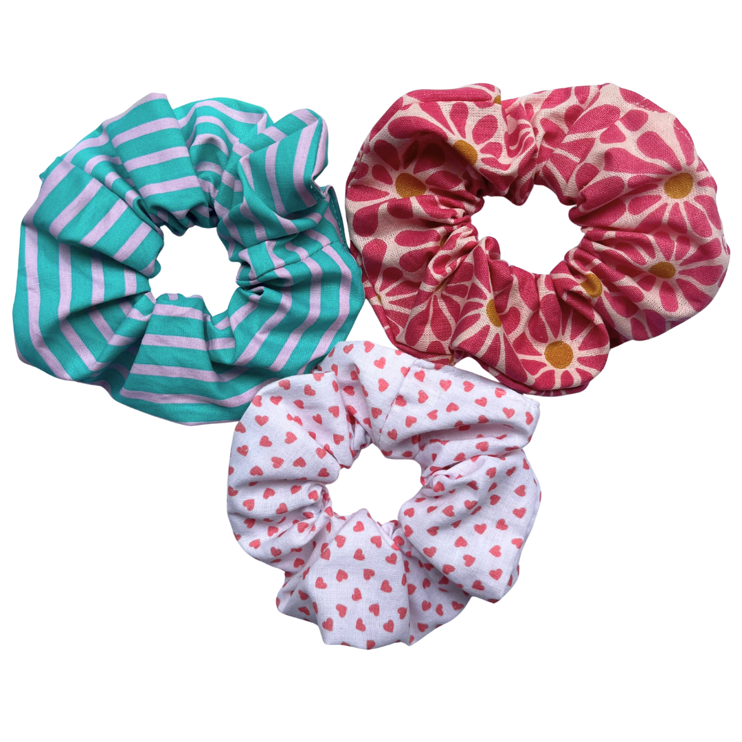 TRIO DE CHOUCHOUS - TURQUOISE ET ROSE