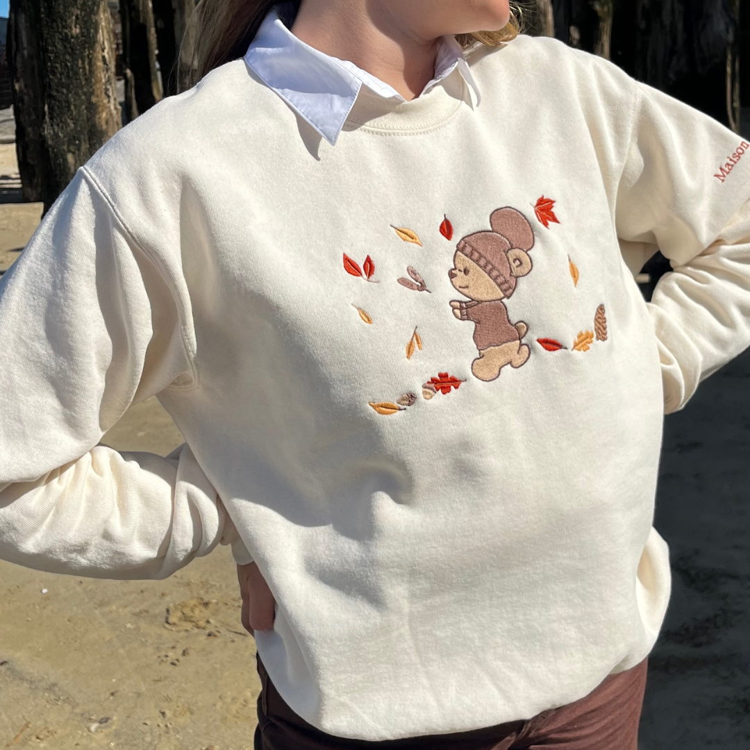 CREWNECK ÉCRU - OURSON D'AUTOMNE