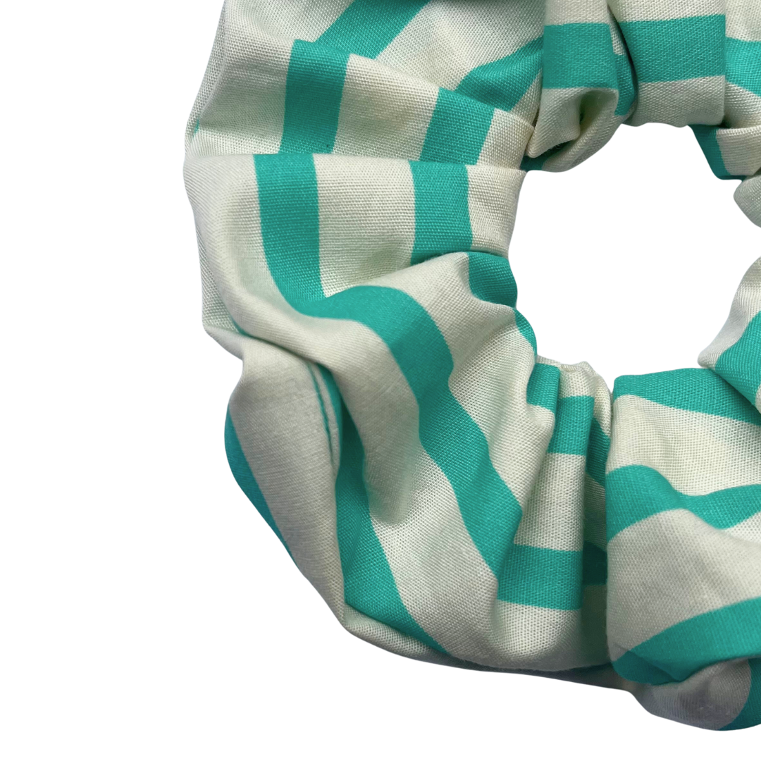 Chouchou - rayures turquoise et blanc cassé