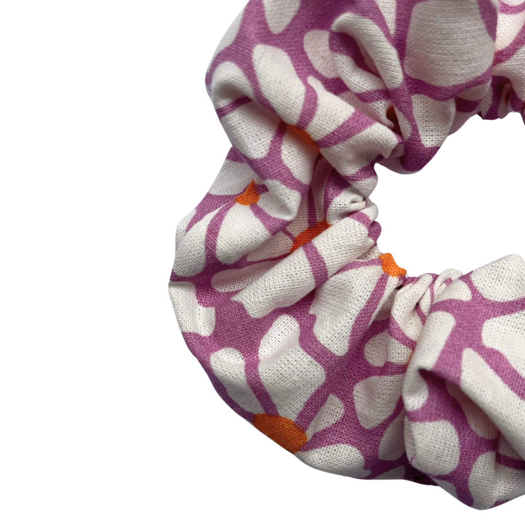 Chouchou - Design 70s Grandes fleurs orange et mauve