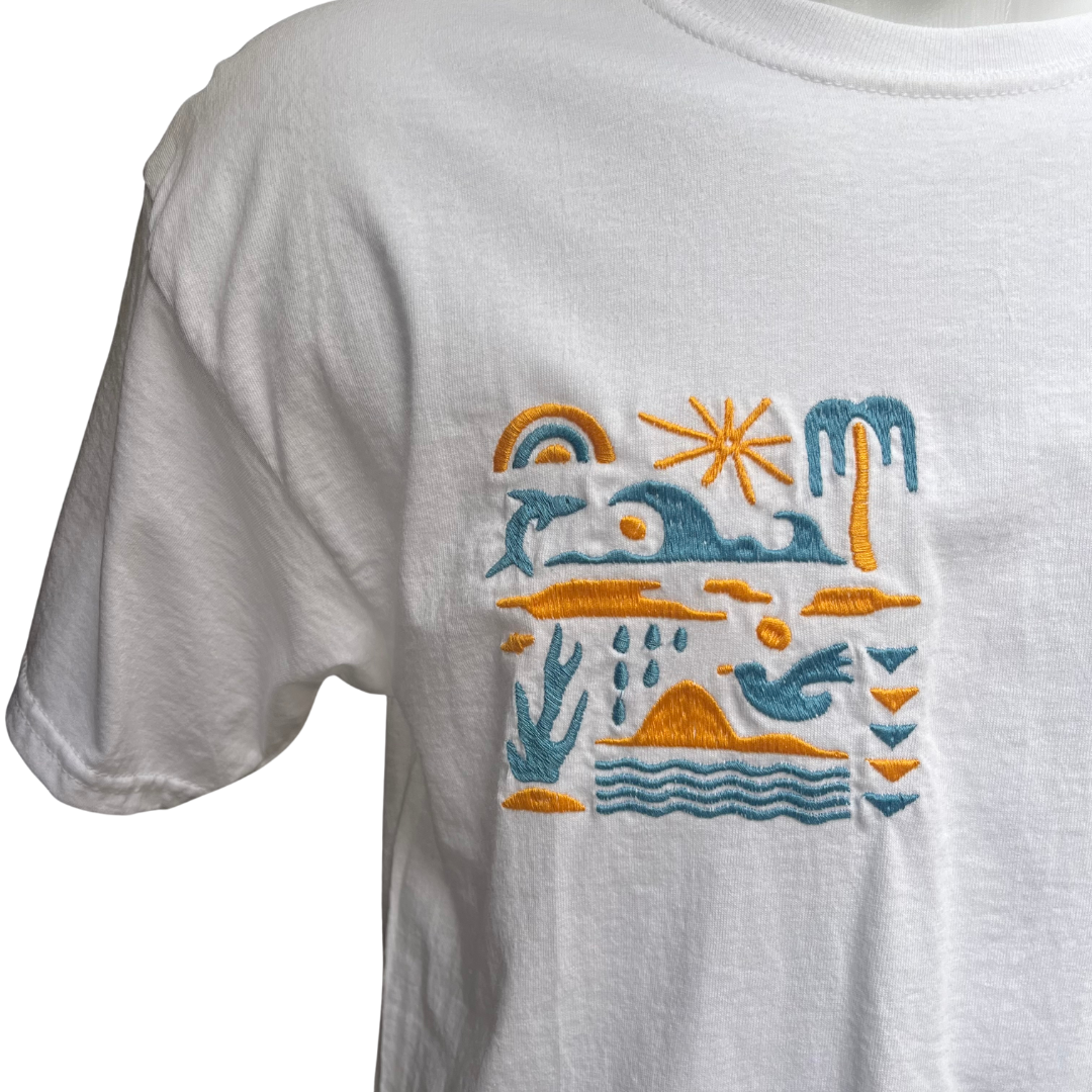 TEE-SHIRT BLANC BRODÉ - SUMMER VIBES