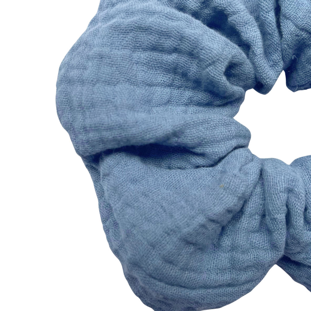 Chouchou double gaze - bleu jean