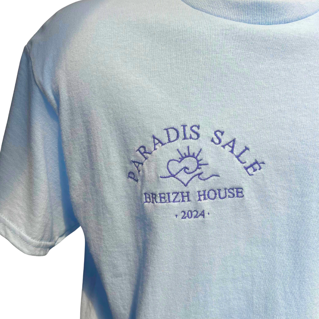 TEE-SHIRT BLEU BRODÉ - PARADIS SALÉ