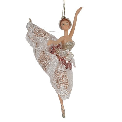 Danseuse à suspendre robe en tulle doré grand écart