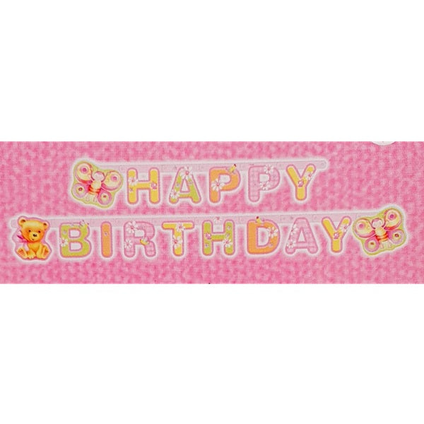 Chainette décorative Happy Birthday OURSON ROSE