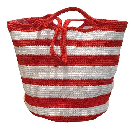 Grand sac au crochet fait-main - Rouge et blanc