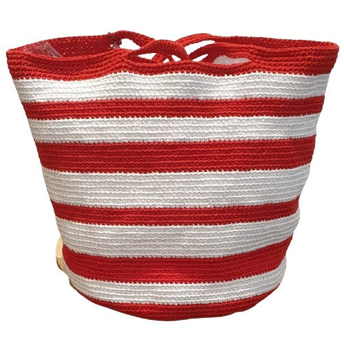 Grand sac au crochet fait-main - Rouge et blanc