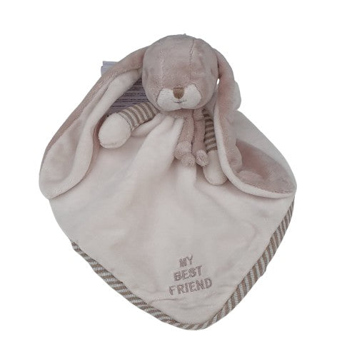 Doudou plat lapin écru - Lucien Baby Rug brodé MY BEST FRIEND