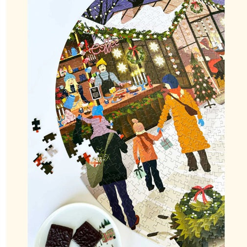 Puzzle rond Marché de Noël - Vissevasse - 1000 pièces