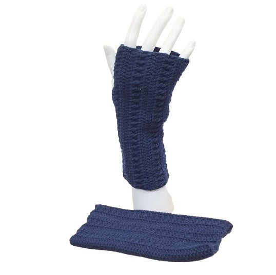 Mitaines bleu marine au crochet