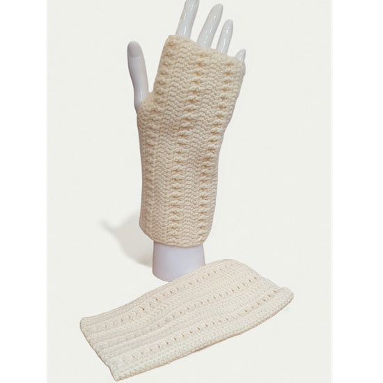 Mitaines écrues au crochet