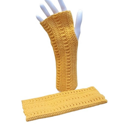 Mitaines jaunes au crochet