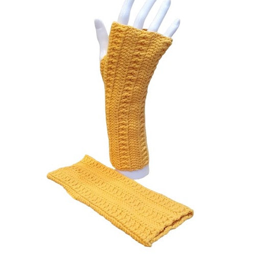 Mitaines jaunes au crochet