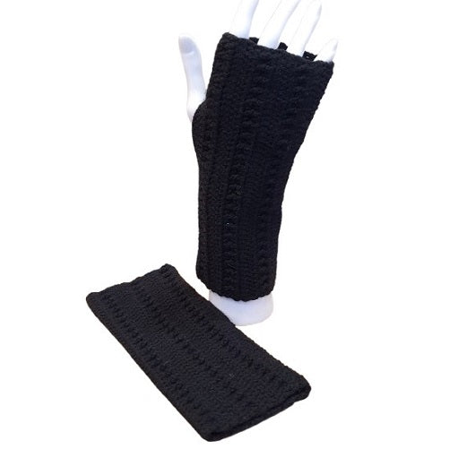 Mitaines noires au crochet