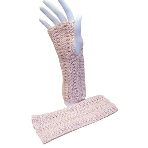 Mitaines roses "nude" au crochet
