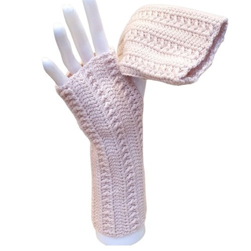 Mitaines roses "nude" au crochet