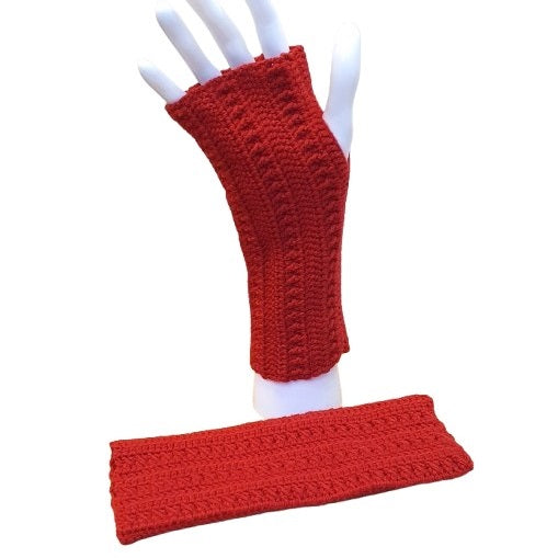 Mitaines rouges "pavot" au crochet