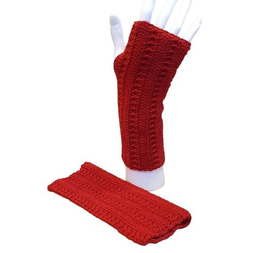 Mitaines rouges "pavot" au crochet