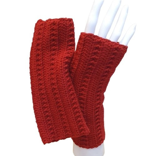 Mitaines rouges "pavot" au crochet