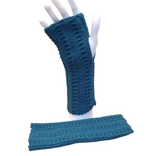 Mitaines vertes "pin" au crochet