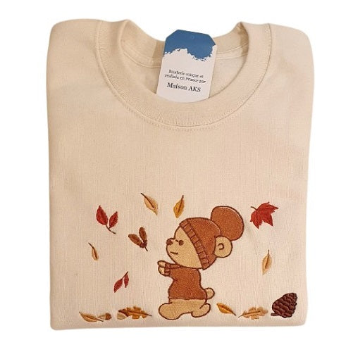 CREWNECK ÉCRU - OURSON D'AUTOMNE